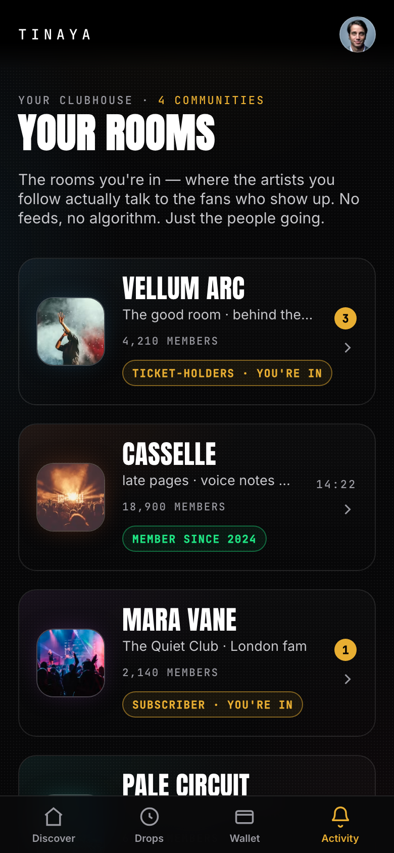 The fan community, in-app